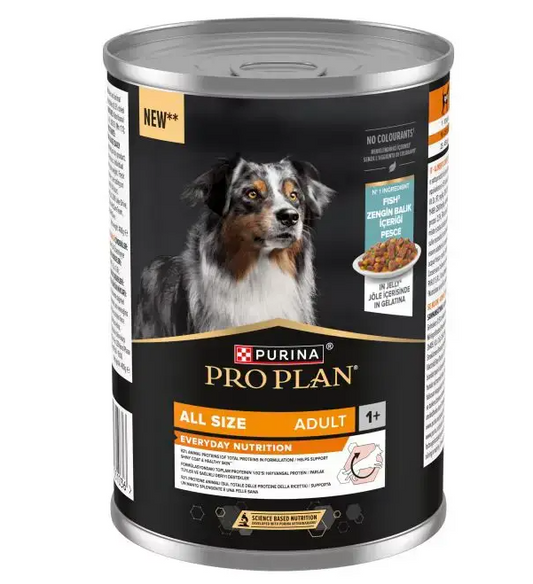 Purina Pro Plan All Size Adult Rico En Pescado En Gelatina. Lata 400 Grs.
