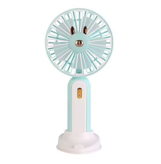 Mini Ventilador USB Recargable con Soporte y Luz LED. Verde