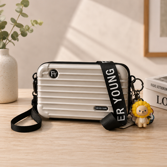 Bolso rígido estilo maleta “Amor Gatuno” – Color dorado
