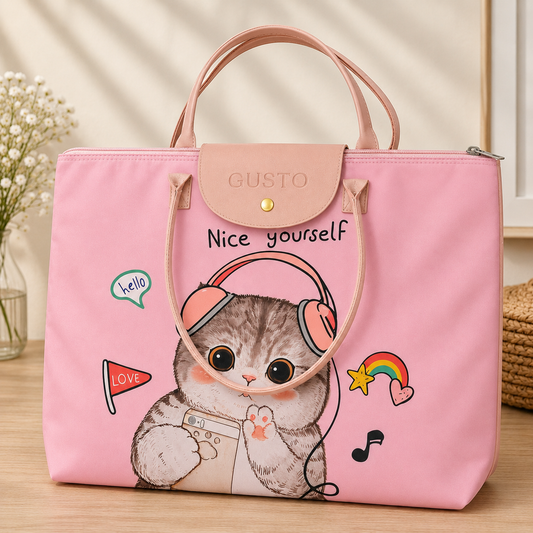 Bolso Plegable “Pink Cat Essentials” 🌸🐱