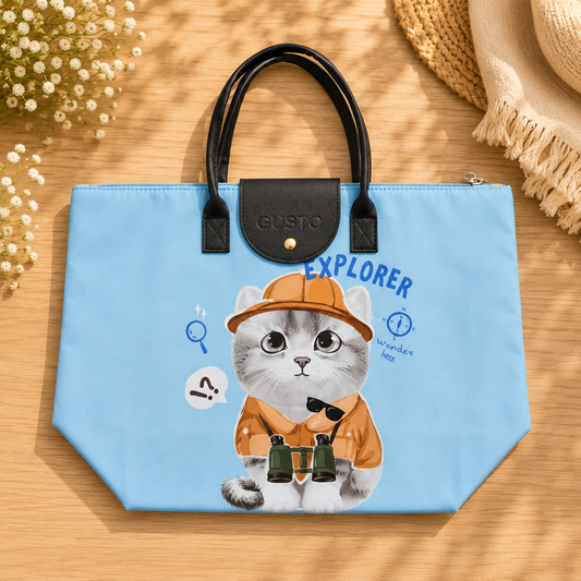 Bolso Plegable “Blue Cat Essentials” 🌸🐱