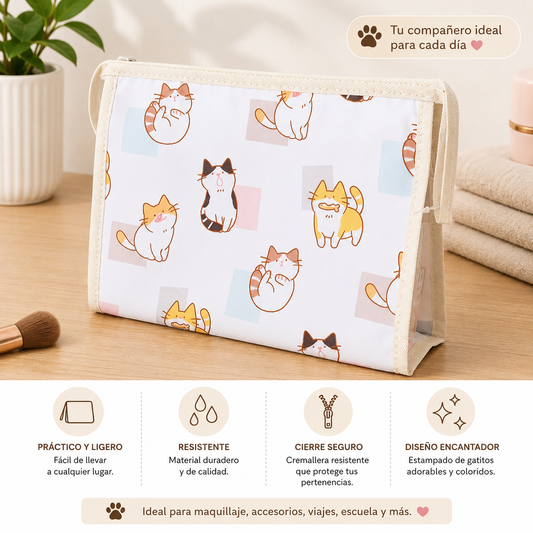 Neceser Gatitos Kawaii- blanco