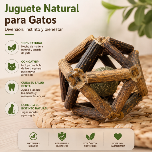 Juguete Natural de Madera con Catnip para Gatos
